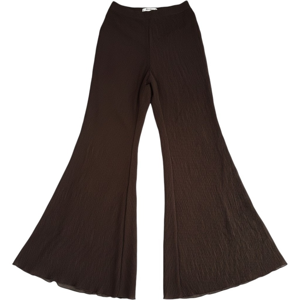 Victoria Waldau x NA-KD Flared Leg Textured Trousers Sz36 Brown Pants Event NWT